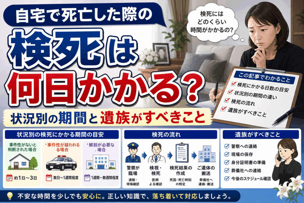 自宅で死亡 検視 何日