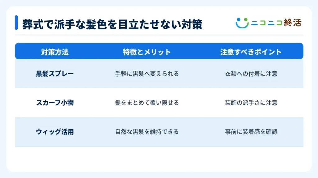葬式で派手な髪色を目立たせない対策