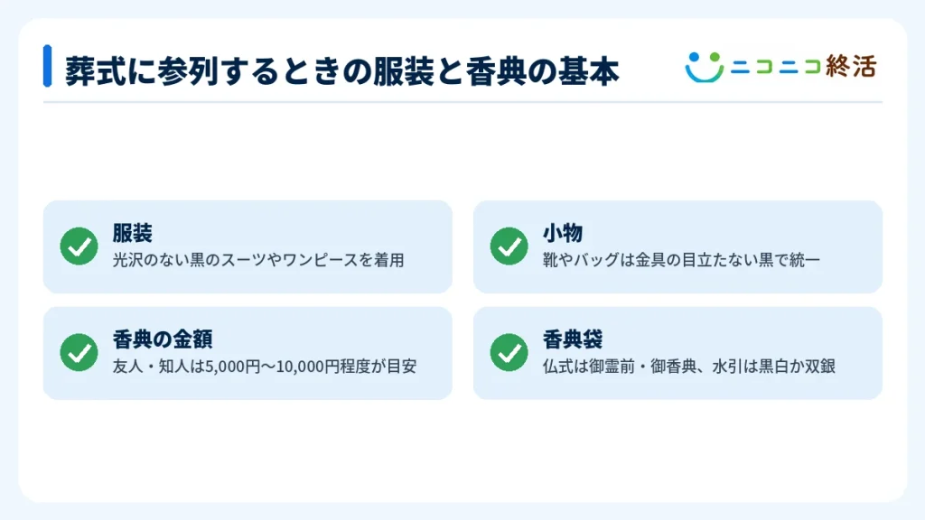 葬式に参列するときの服装と香典の基本