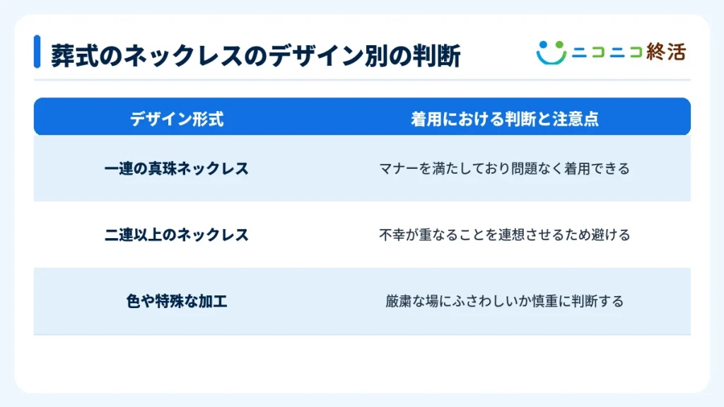 葬式のネックレスのデザイン別の判断